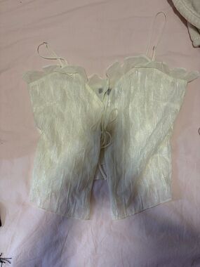 White sparkly open front tank top